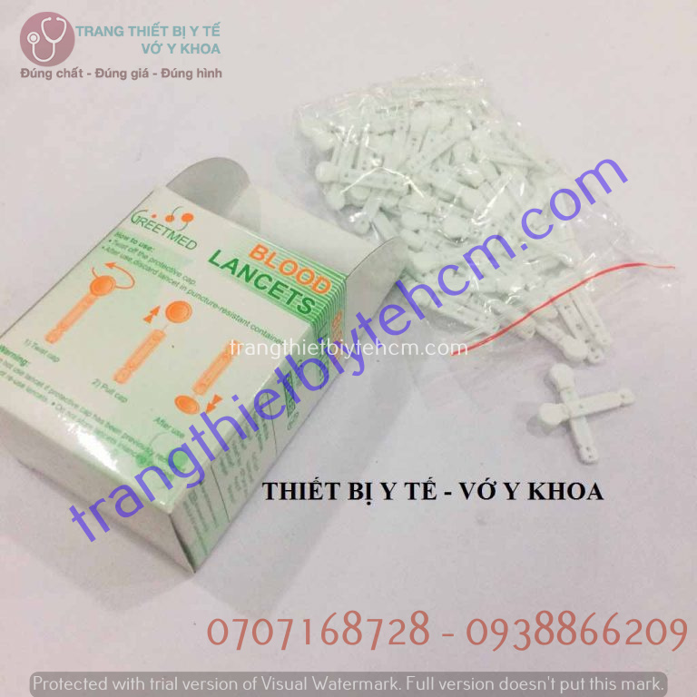 Kim Lấy Máu Cho Máy Đường Huyết Blood Lancets kim dẹp 2 cạnh (hộp 100 Kim)