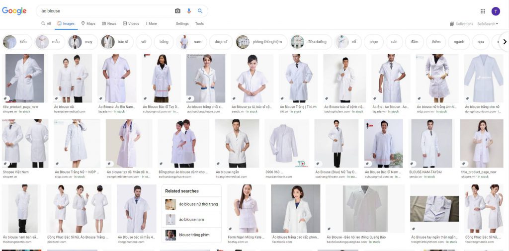 áo blouse bác sĩ tìm trên google